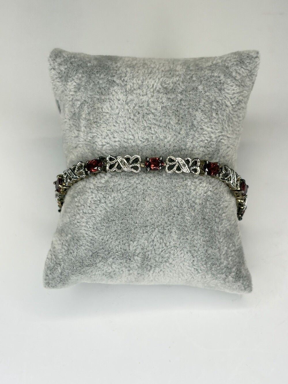 Vintage HAN 925 Sterling Silver Garnet Tennis Bracelet REPAIR AS-IS⁠